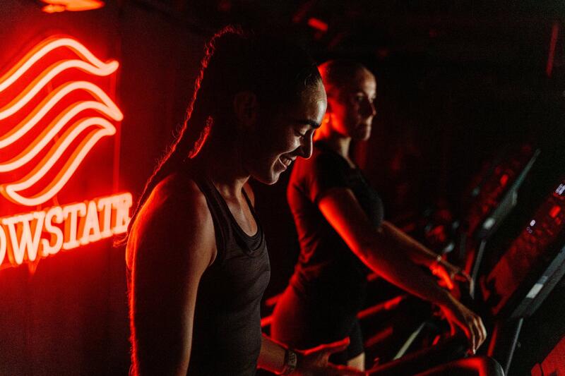 Hot HIIT class with stairclimbers